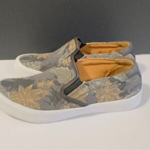 Coach Parker Men 9.5 D Hawaiian Palms Slip On Sneaker Canvas Leather Trim Preppy